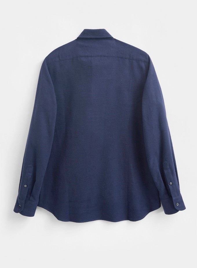 Recycled Italian Flannel Navy Popover Shirt from Neem London