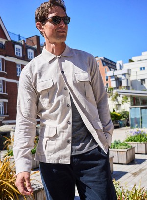 Recycled Italian Flannel Oatmeal Over-Shirt from Neem London