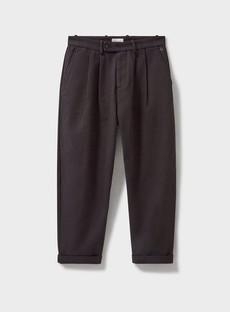Recycled Twill Chocolate Pleated Trouser via Neem London