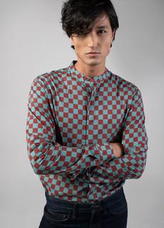 Syrah Checkers Mandarin Shirt via No Nasties