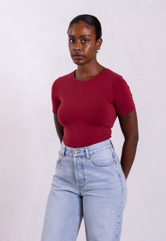 Organic Cotton Crew T-Shirt, Ruby Wine from Not Basics