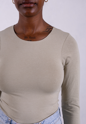Organic Cotton Crew Long Sleeve T-Shirt, Sage Grey from Not Basics