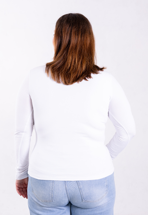 Organic Cotton V-Neck Long Sleeve T-Shirt, White from Not Basics
