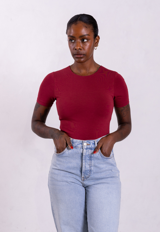 Organic Cotton Crew T-Shirt, Ruby Wine from Not Basics