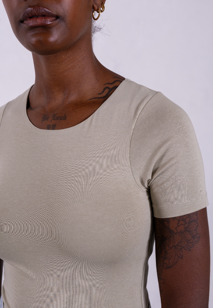 Organic Cotton Crew T-Shirt, Sage Grey from Not Basics