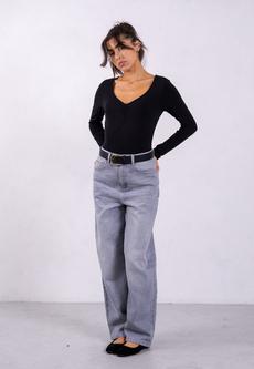 Organic Cotton Long-Sleeve Sweetheart Bodysuit, Black via Not Basics