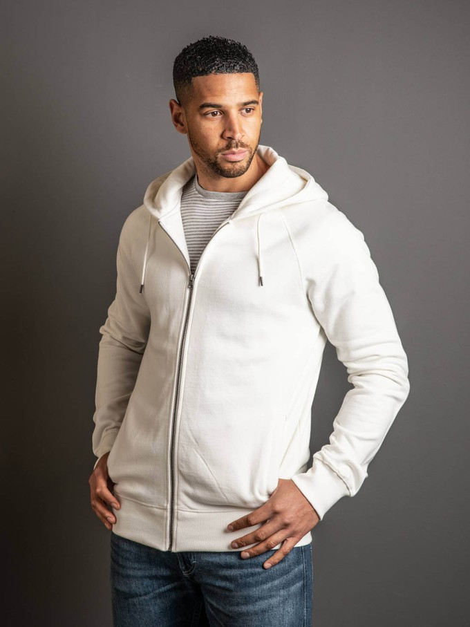 Misty White Organic Cotton Zipped Hoodie from Of The Oceans