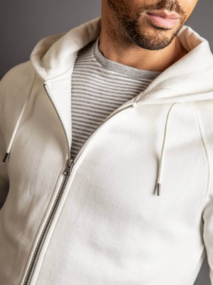 Misty White Organic Cotton Zipped Hoodie from Of The Oceans