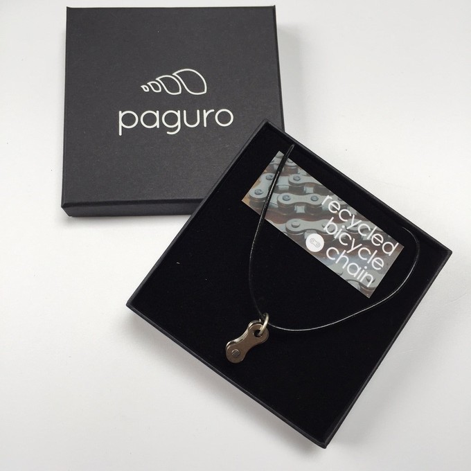 Lone Rider Recycled Bike Chain Pendant Necklace from Paguro Upcycle