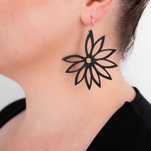 Lotus Statement Recycle Rubber Earrings from Paguro Upcycle