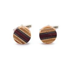 Recycled Skateboard Wooden Round Cufflinks via Paguro Upcycle