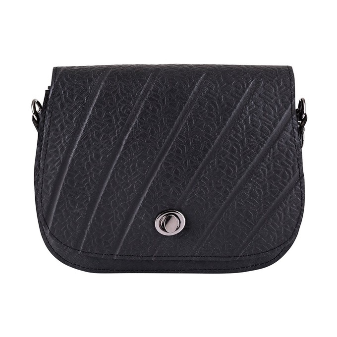 Becca Classic Black Vegan Saddle Bag from Paguro Upcycle