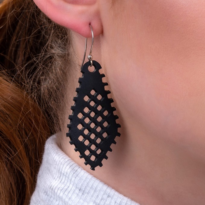 Diamond Recycled Rubber Earrings - Eco-Friendly Style from Paguro Upcycle