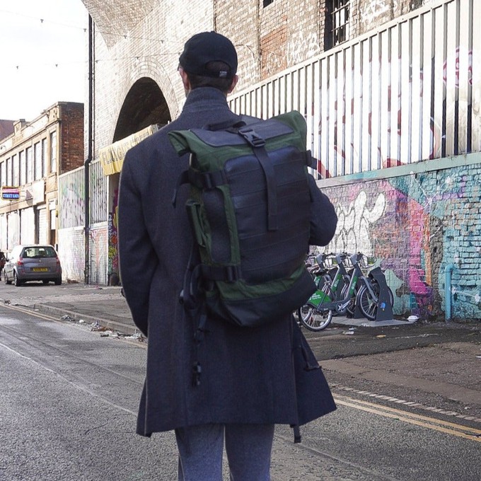 Water Resistant Roll Top Vegan Backpack from Paguro Upcycle