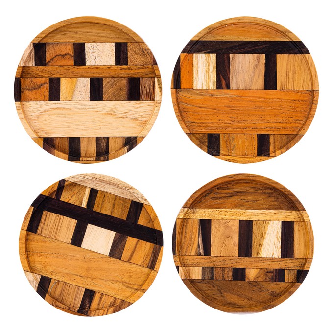 Unique Handmade End Grain Wooden Coasters (Set of 2 or 4) from Paguro Upcycle