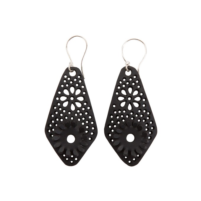 Diamond Recycled Rubber Earrings - Eco-Friendly Style from Paguro Upcycle