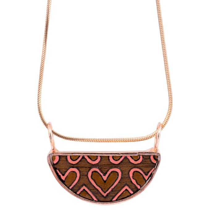 Love Recycled Wood Rose Gold Necklace from Paguro Upcycle Love Recycled Wood Rose Gold Necklace from Paguro Upcycle