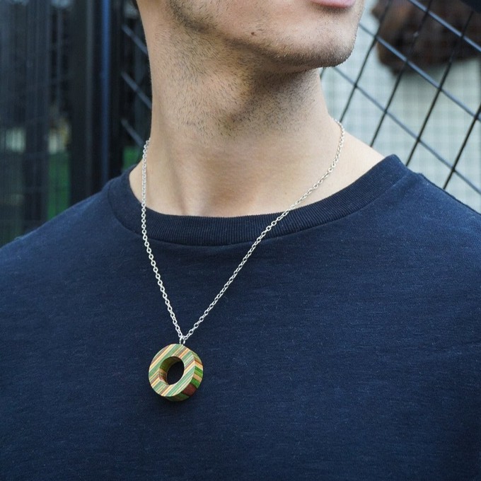 Donut Eco Friendly Recycled Skateboard Necklace from Paguro Upcycle