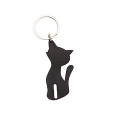 Smokey Recycled Rubber Cat Vegan Keyring via Paguro Upcycle