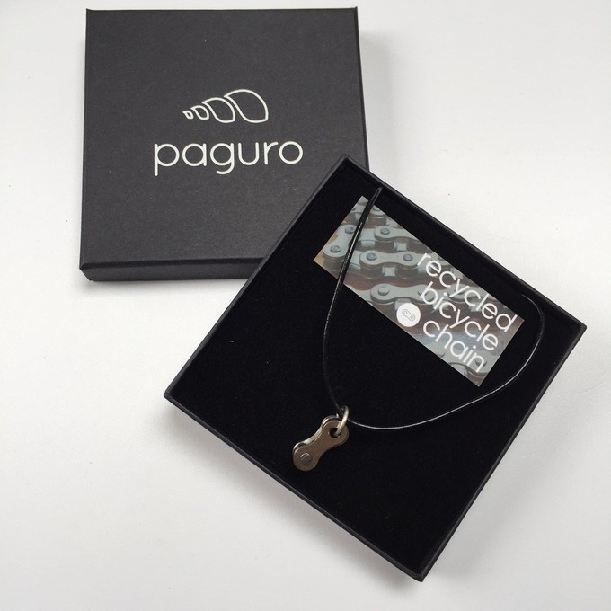 Lone Rider Recycled Bike Chain Pendant Necklace from Paguro Upcycle Lone Rider Recycled Bike Chain Pendant Necklace from Paguro Upcycle