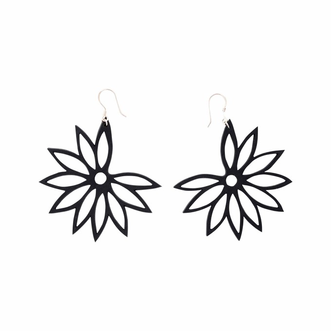 Lotus Statement Recycle Rubber Earrings from Paguro Upcycle