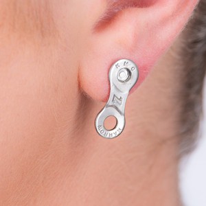 Lone Rider Bike Chain Link Stud Earrings (3 Colours) from Paguro Upcycle