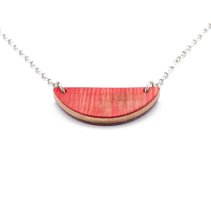 Moon Wooden Skateboard Pendant Necklace from Paguro Upcycle