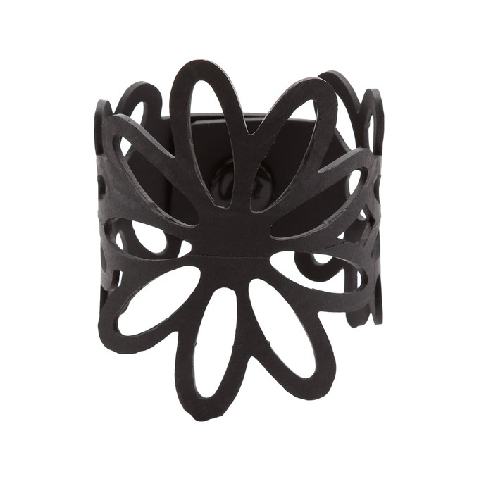 Dahlia Recycled Rubber Bracelet Floral Cuff from Paguro Upcycle