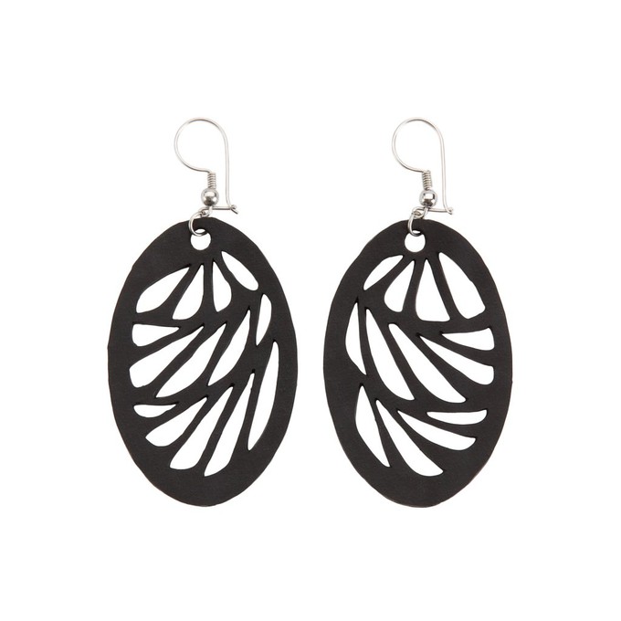 Seraphine (III) Recycled Rubber Oval Earrings from Paguro Upcycle