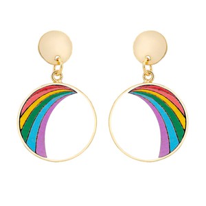 Rainbow Eco-friendly Recycled Wood Gold Earrings from Paguro Upcycle