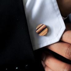 Recycled Skateboard Wooden Round Cufflinks via Paguro Upcycle