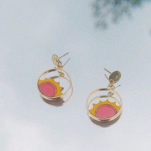 Sunshine Eco-friendly Recycled Wood Gold Earrings from Paguro Upcycle