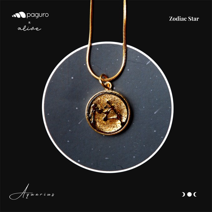 Aquarius Zodiac Sign Sustainable Necklace from Paguro Upcycle
