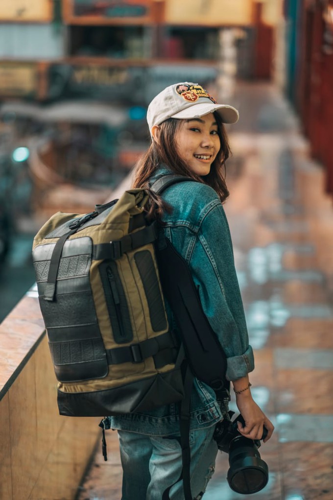 Project Cece Water Resistant Roll Top Vegan Backpack