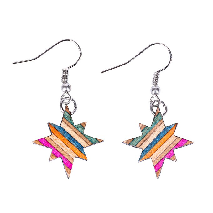 Sirius Star Recycled Skateboard Earrings from Paguro Upcycle