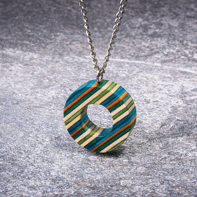 Donut Eco Friendly Recycled Skateboard Necklace from Paguro Upcycle