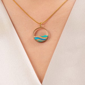 Ocean Recycled Wood Gold Necklace from Paguro Upcycle