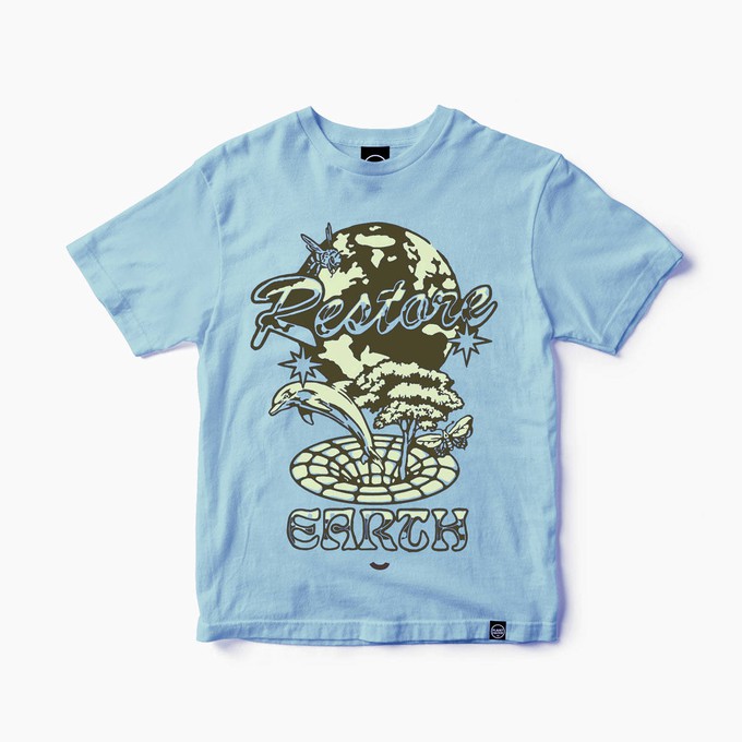 Restore Earth Tee - Baby Blue from Plant Faced Clothing