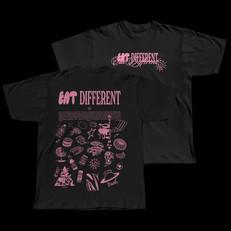 Eat Different - Pink on Black T-Shirt via Plant Faced Clothing