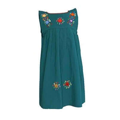 Girls Green Dress Daisys 8 - Age 2-3 years - Pretty & Fair from Quetzal Artisan