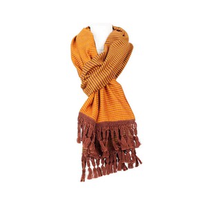 Shawl Brown Yellow - Oversized - Fashionable and Fairtrade from Quetzal Artisan