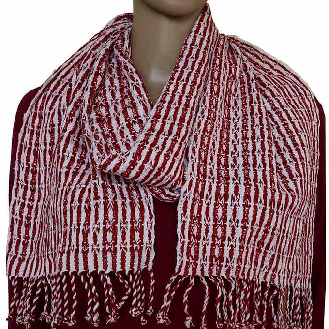 Scarf Red White - Cotton - Natural Dyes - Ecofriendly & Fair from Quetzal Artisan