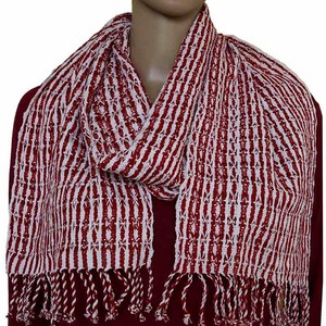 Scarf Red White - Cotton - Natural Dyes - Ecofriendly & Fair from Quetzal Artisan