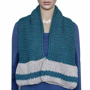 Bolero Scarf Blue Ocean - Handwoven - Alpaca Wool & Cotton from Quetzal Artisan