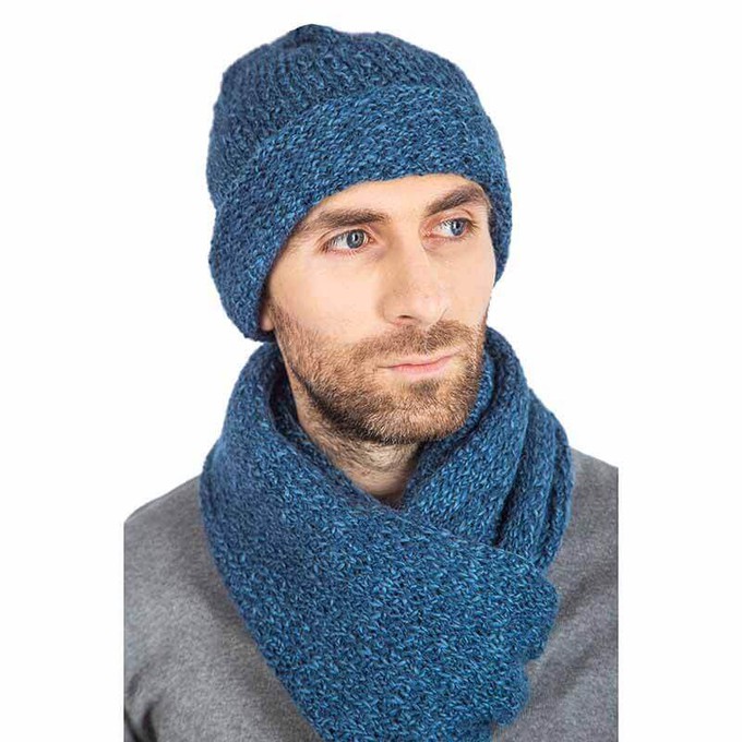 Scarf and Hat Blue Ocean - Alpaca Wool - Fashionable & Warm from Quetzal Artisan