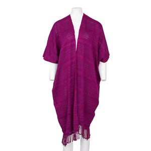 Cotton Poncho Fuchsia - Natural Dyes - Stylish & Ecofriendly from Quetzal Artisan