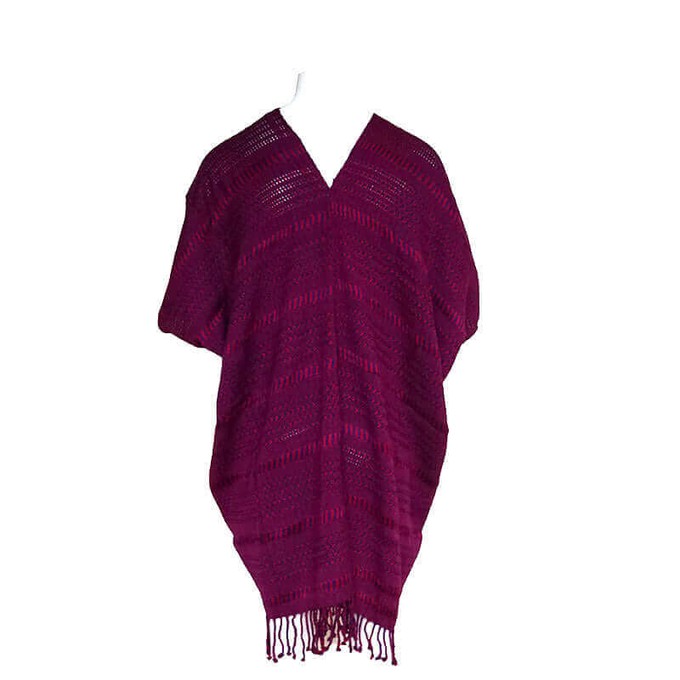 Cotton Poncho Fuchsia - Natural Dyes - Stylish & Ecofriendly from Quetzal Artisan