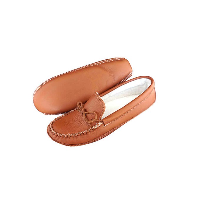 Moccasins Chestnut Brown- Hiawatha Mens Winter Slippers from Quetzal Artisan