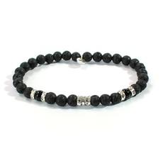 Bracelet Lava and Onyx - For Men - Handmade and Fairtrade via Quetzal Artisan