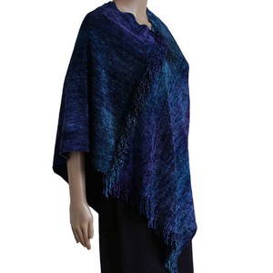 Poncho Blue Purple - Organic Bamboo - Handmade and Fairtrade from Quetzal Artisan